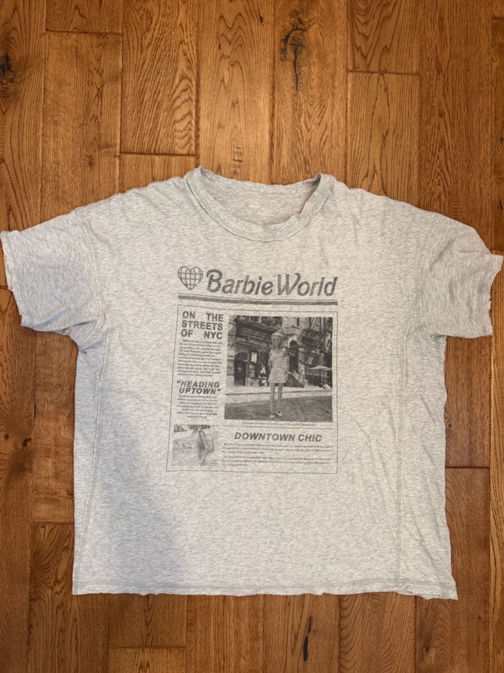 aerie Light Gray Barbie World Oversized Graphic Tee Size M